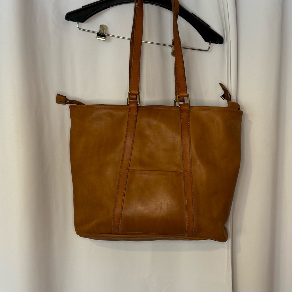 C&C California Large Tan Brown Leather Tote Bag - Picture 2 of 15